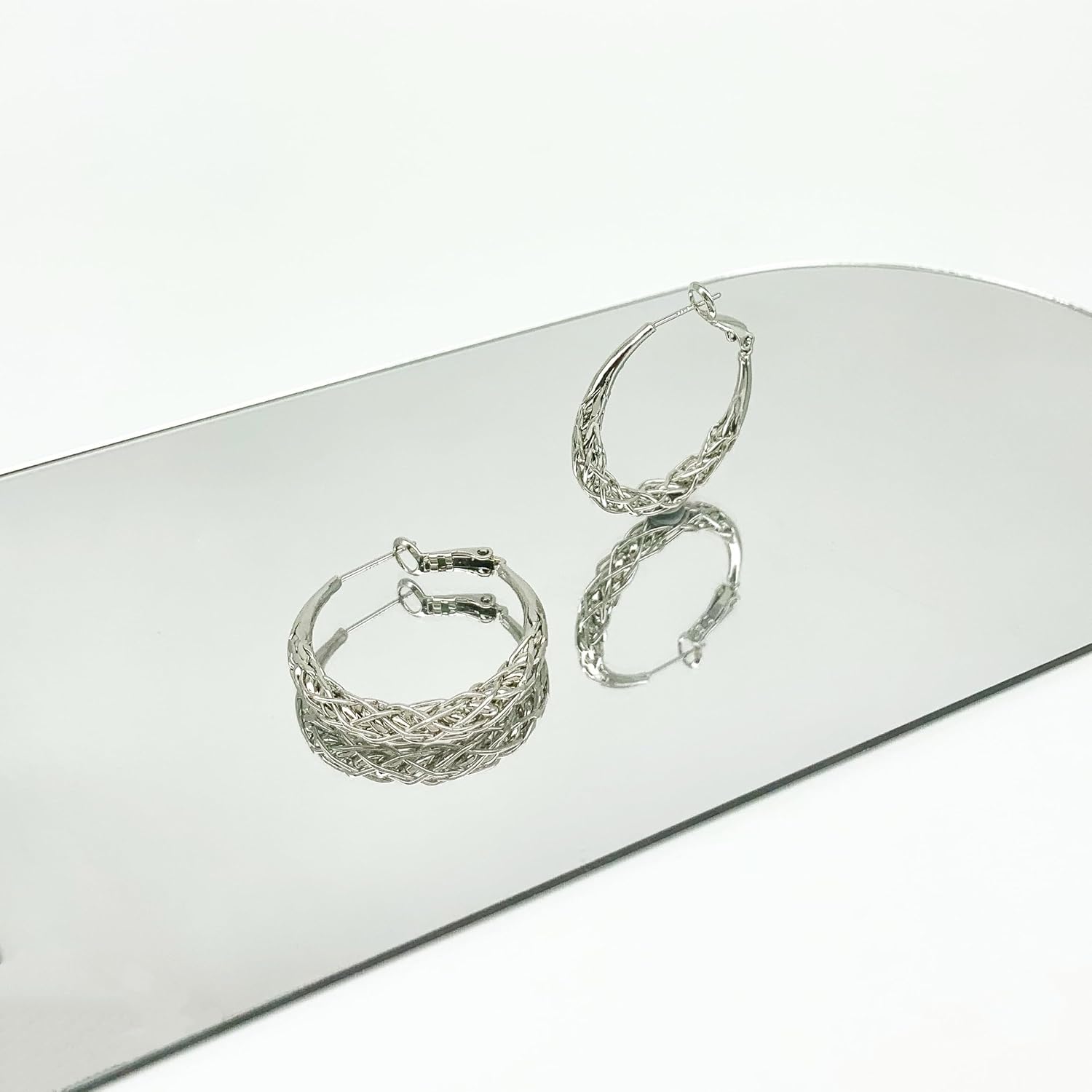 Gold Hoop Earrings for Women Thick Twisted Hoop Earrings Lightweight Weave Design Gold Earring - Image 7