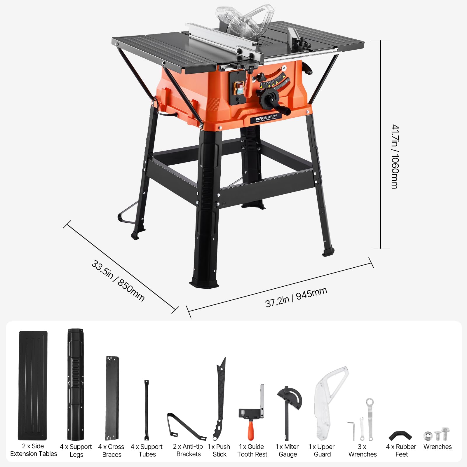 VEVOR Scie Circulaire sur Table 254 mm 1800 W Portable Capacité de Coupe 200 mm 4800 tr/min Lame 24 Dents