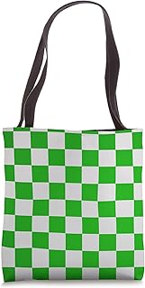 Green White Square Abstract Art Checkered Design Pattern Tote Bag