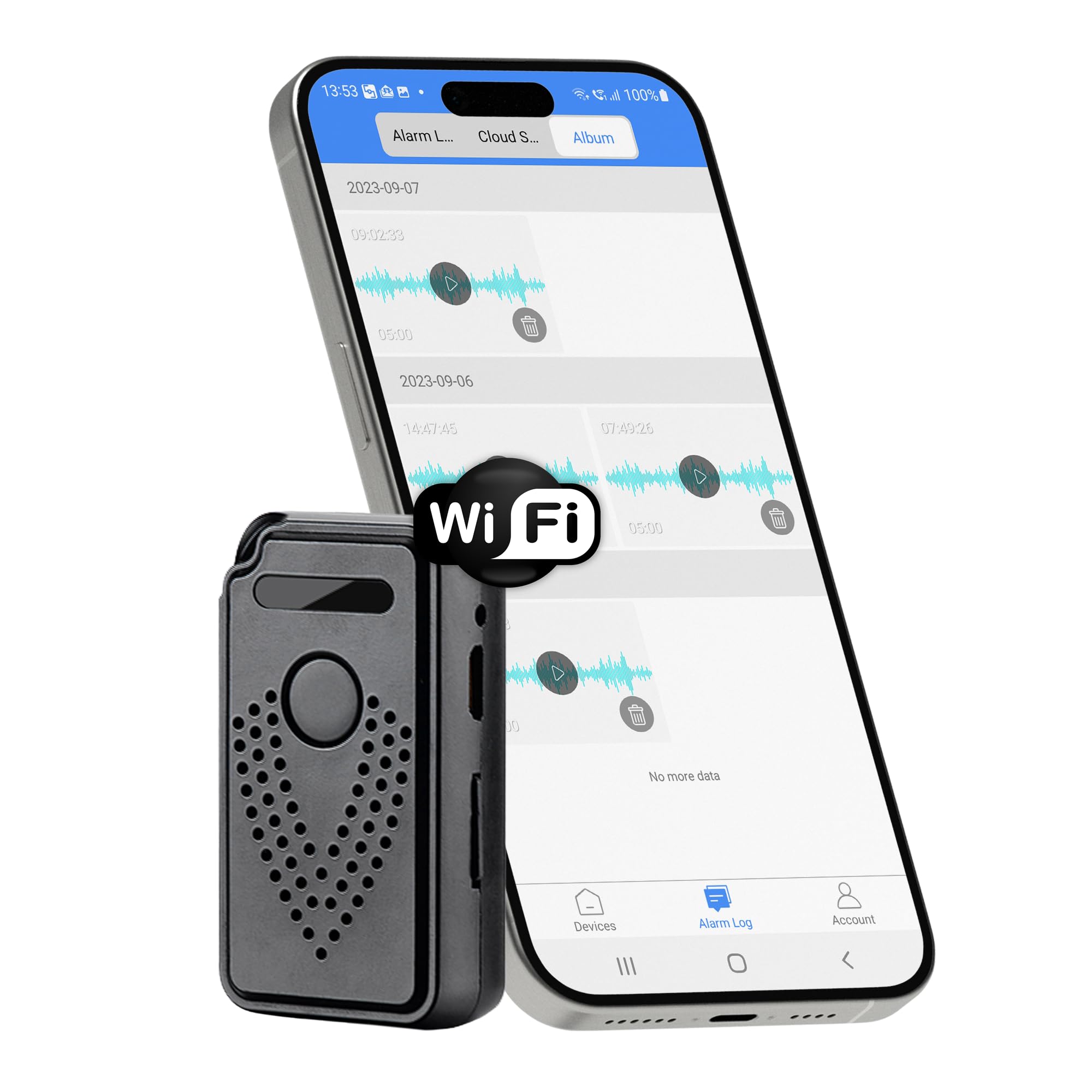 Registratore Vocale Attivato tramite Internet-WiFi, Controllo illimitato della distanza Registratore Vocale Audio, Microfono Audio Cimice a Distanza