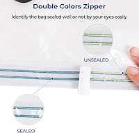 Vista 3 de Bolsas de almacenamiento al vacío, aire comprimido sentado, no necesita bomba, cremallera de doble color, para ropa, almohadas, toallas, mantas