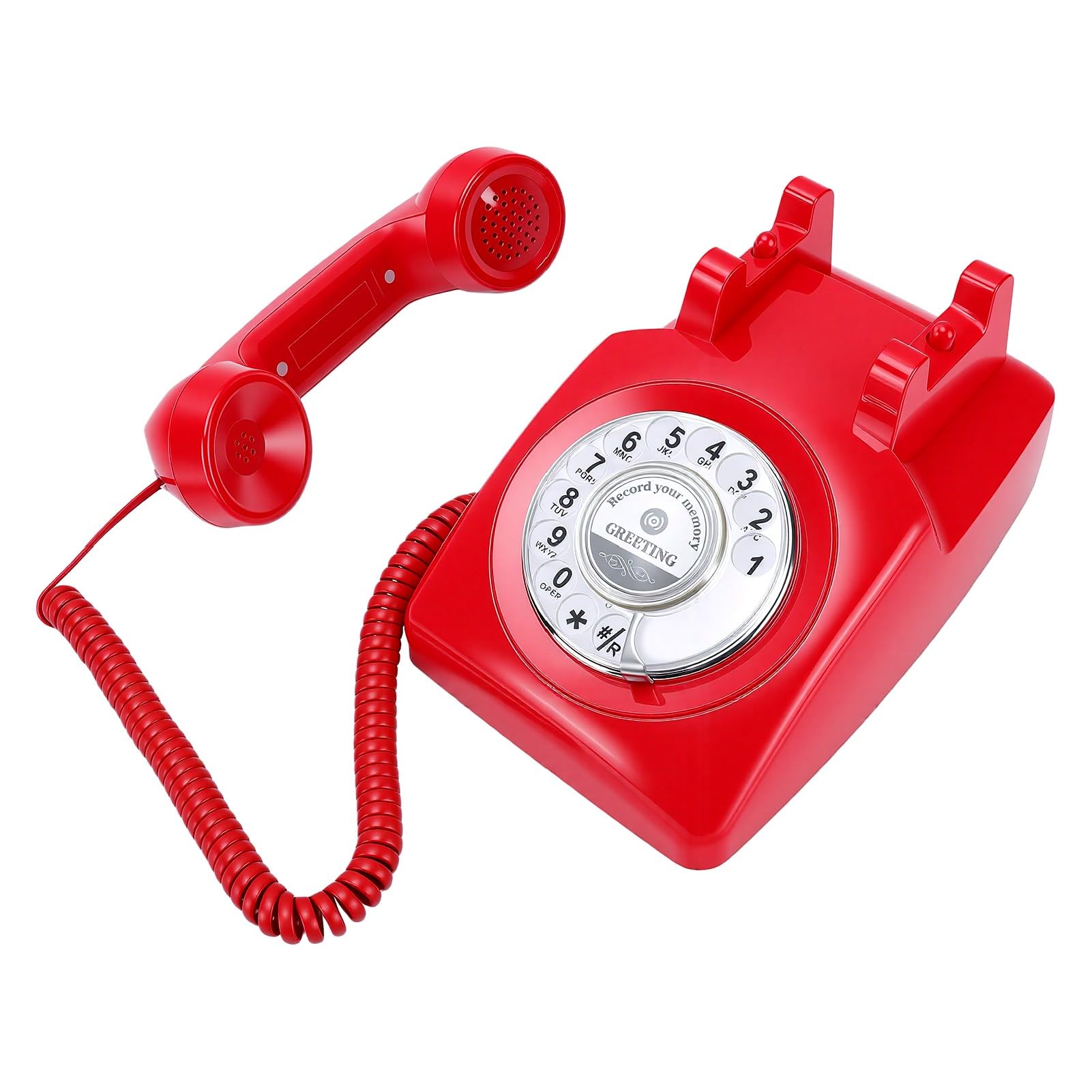 Dpofirs Registratore Vocale per Telefono Rotante Vintage, Telefono per la Registrazione di Messaggi retrò con Auguri Personalizzabili per Il Libro degli Ospiti Sonoro del Matrimonio e Le