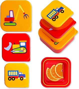 Wildkin Nesting Food Containers for Kids, Set of 3, Under Construction
