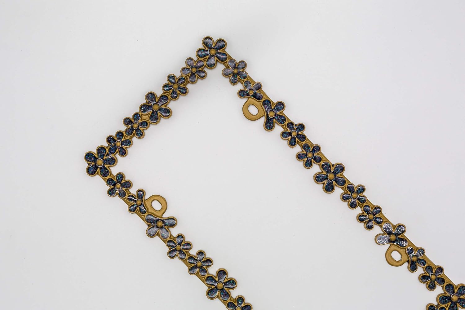 Creathome 3D Shining Daisy Wrenth License Plate Frame from Pure Zinc Alloy Metal Perfect Plate Holder,Matt Gold with Black Glitter - Image 6