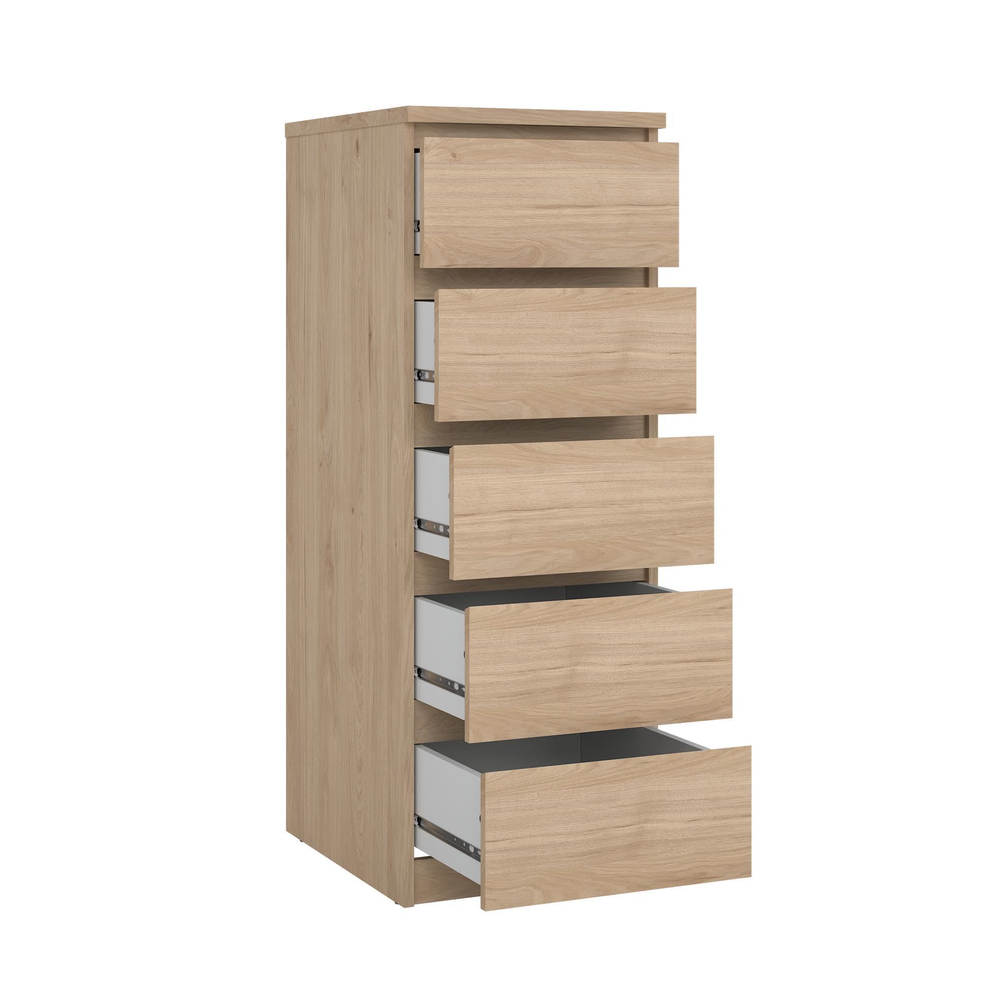 Cómoda, Cajonera Dormitorio SIL Oak con 5 Cajones, Color Jackson Hickory, 41 x 50 x 112 cm