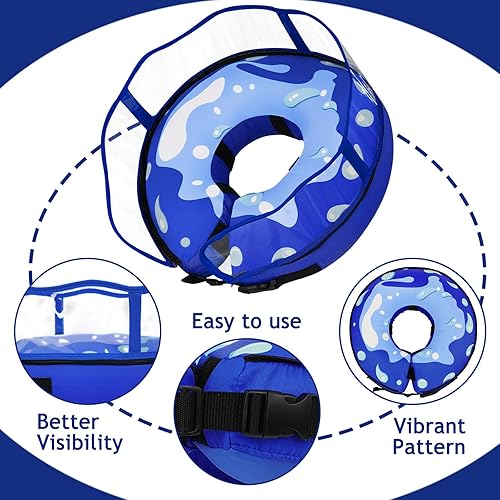 Miniatura 7 de Cono de perro, collar de dona suave para perro después de la cirugía para perros pequeños, medianos y grandes, cono inflable para perro con escudo