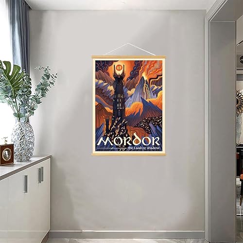 Miniatura 3 de Arte de pared de paisaje de la Tierra Media, pintura en lienzo, carteles de fantasía, imágenes de pared, para regalo de viaje, arte en lienzo con