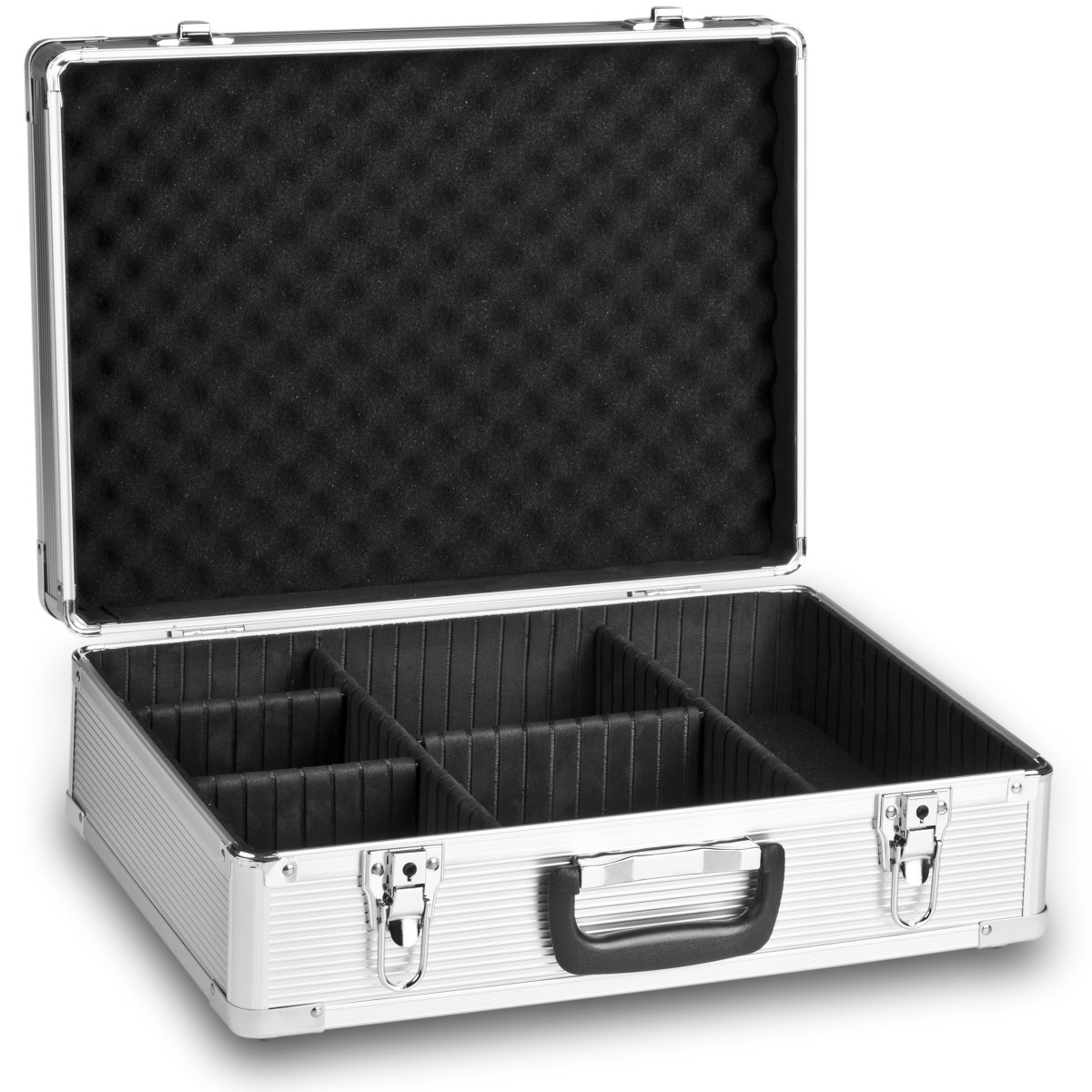 Mantona Valise Photo Basic M avec Mousse Argent Aluminium, verrouillable