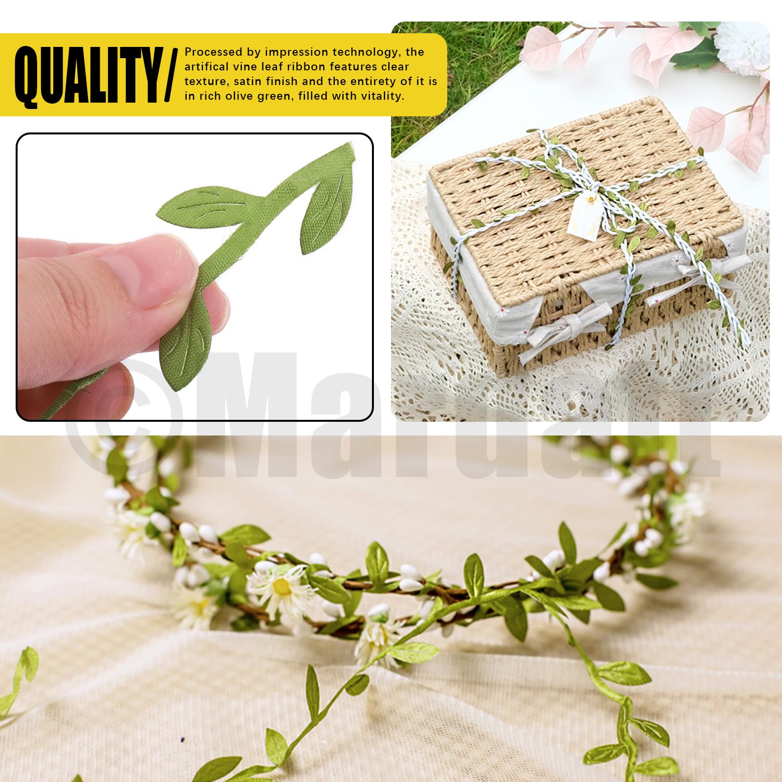 Swpeet Nastro Decorativo Con Foglie D'Ulivo 40 M - Verde Oliva, Rampicante Artificiale Per Fai Da Te E Matrimoni