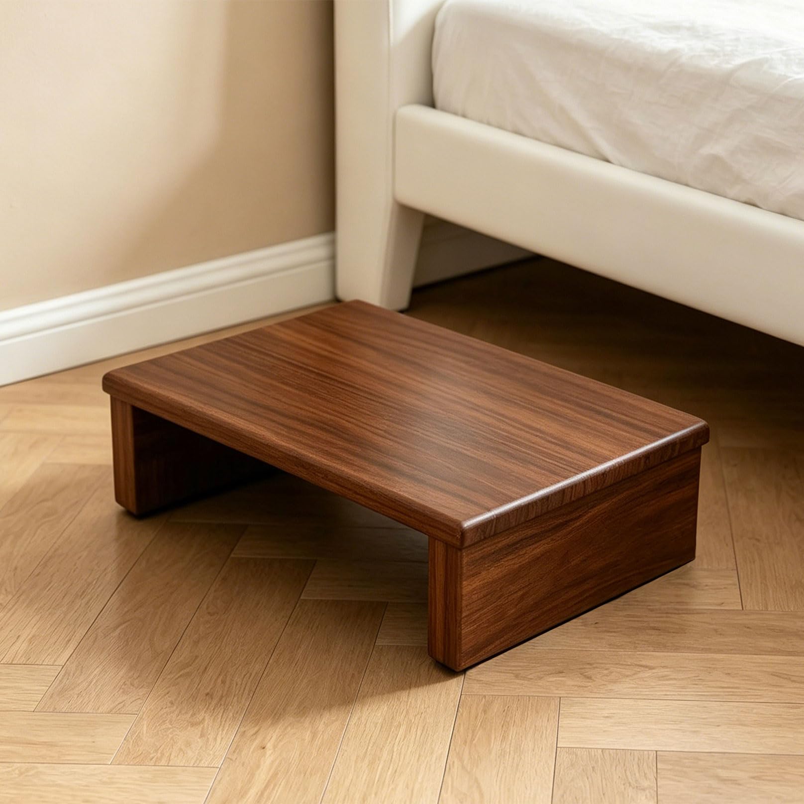 Aevixel Wooden Step Stool, Step Stool for Adults, Mobility Stepping Stools, Non-Slip, Strong Load-Bearing Capacity, No Assembly Required, for Bathroom, Kitchen, Bedroom Brown 40x30x12cm