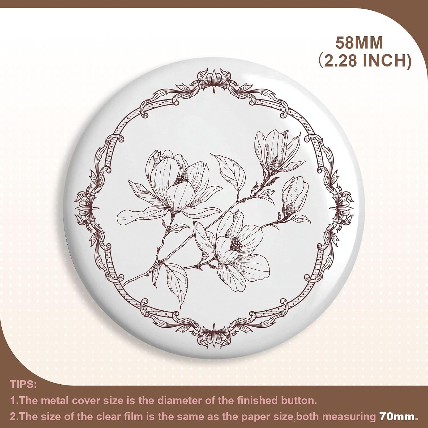 200 Sets Round Button Supplies 58mm