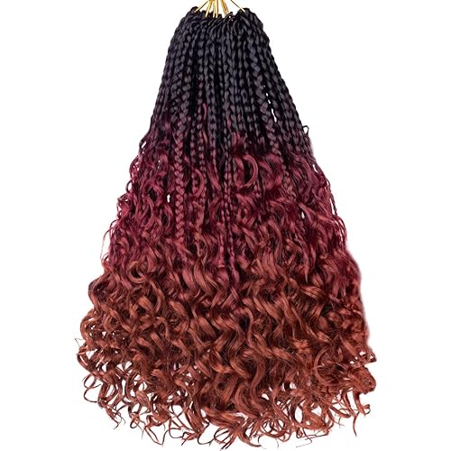 Miniatura 68 de Beverlee Trenzas de Caja Bohemias de 14 Pulgadas 8 Paquetes Trenzas de Caja Goddess Cabello de Ganchillo Trenzas Bohemias Hippie Cabello