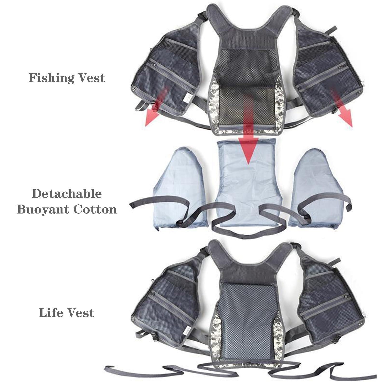 Surfjacke mit Mehreren Taschen for Wassersport, Angeln, Bootfahren