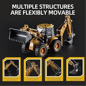 Bekolu Yükleyici Ekskavatör Kamyon Oyuncakları Çocuklar için 1/50 Metal Mühendislik Araç İnşaat Traktör Modeli Koleksiyonu Buldozer Geri Çapa Kamyon Dekorasyon Oyuncak Çocuklar için Hediye