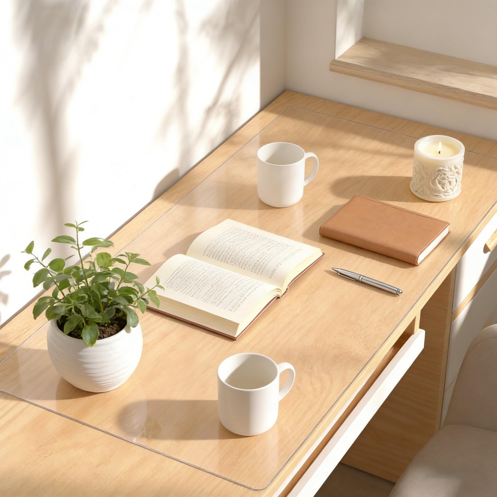 Tappetino da Scrivania Trasparente in PVC, 1.0mm Sottomano da Scrivania Trasparente 90 x 100 cm, Impermeabile Antiscivolo, Tovaglia in PVC per Ufficio e casa(110cm*240cm)