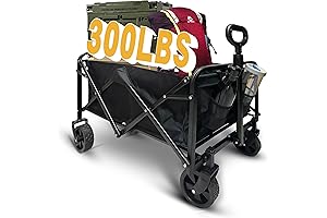 Collapsible Folding Wagon with 300lb Capacity for Camping, Shopping, & Gardening