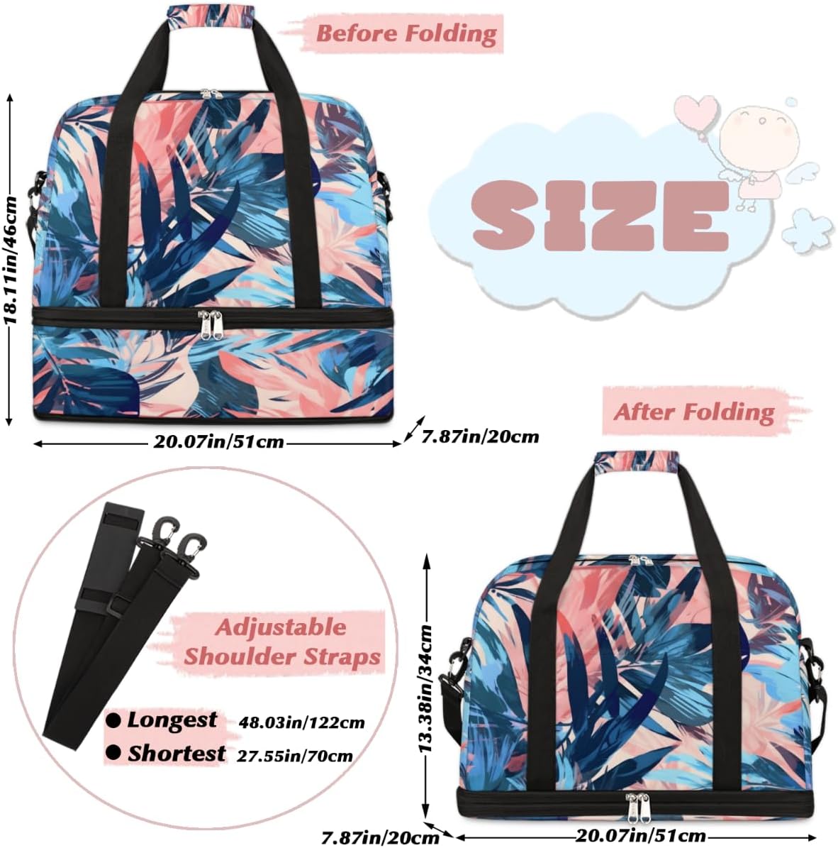 QsirBC Palm Tree Interesting Pattern Gym Bag for Women Duffle Tote with Shoes Compartment Men Weekender Duffel for Dance Travel Sports Swimming Overnight