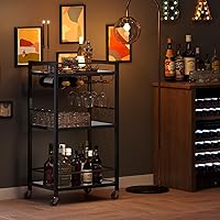 Vista 8 de TUTOTAK Carrito de Bar, Carrito de Servicio de Bar para el Hogar con Estante Espejado de 3 Niveles, Carrito de Bebidas, Estante de Cocina Móvil