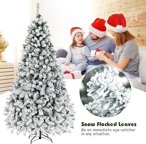 Miniatura 2 de Nightcore - Árbol de Navidad artificial preiluminado de 7.5 pies, pino con bisagras flocadas de nieve con 1010 puntas de ramas y 450 luces LED