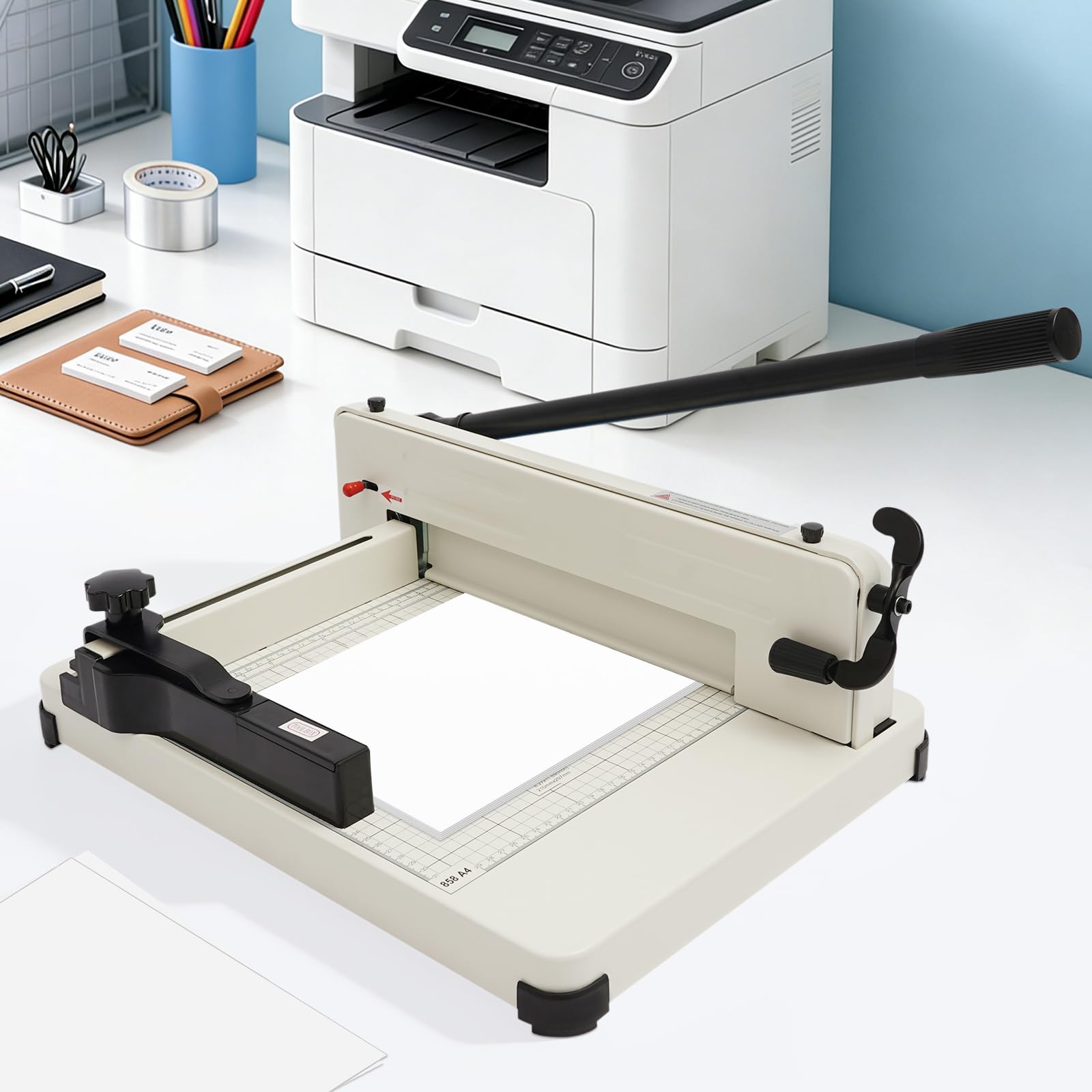 Taglierina industriale a guillotina, formato A4, fino a 400 fogli, taglierina manuale a leva, per ufficio e produzione di carta, foto, pelle e tessuto, beige