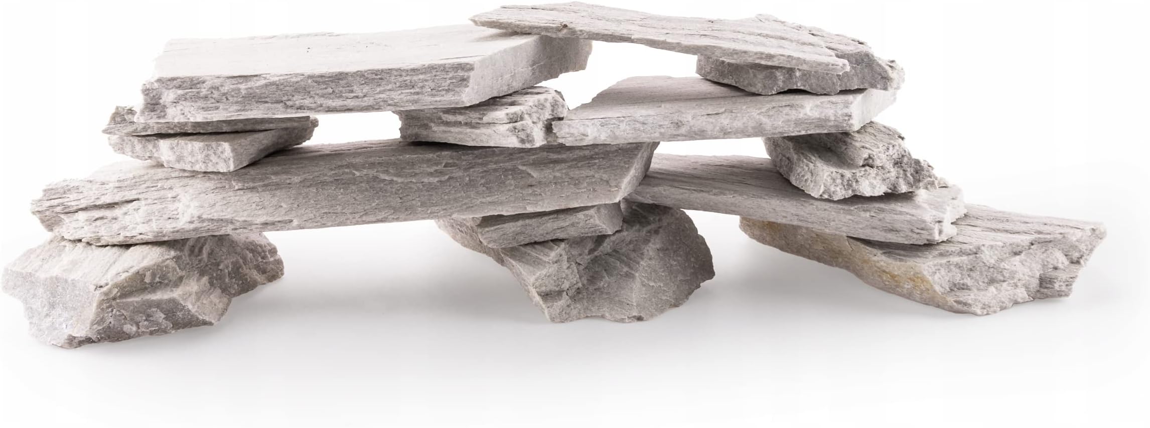 TM Aquatix Aquarium Rock Fish Tank Stones Natural Decoration Slates for Caves Shelters - Improves Water Parameters (15kg, White Slates)