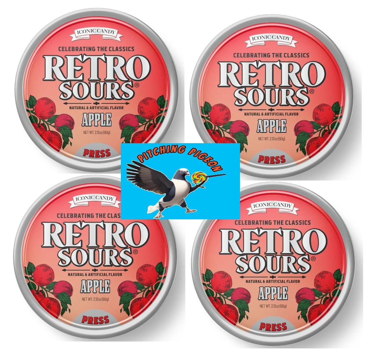 Retro Sours Hard Candy – 8.48oz Total | Red Apple Tangy Sour Candy in Collectible Tins, Nostalgic Sweet & Sour Treat for Easter Baskets & Candy Bowls