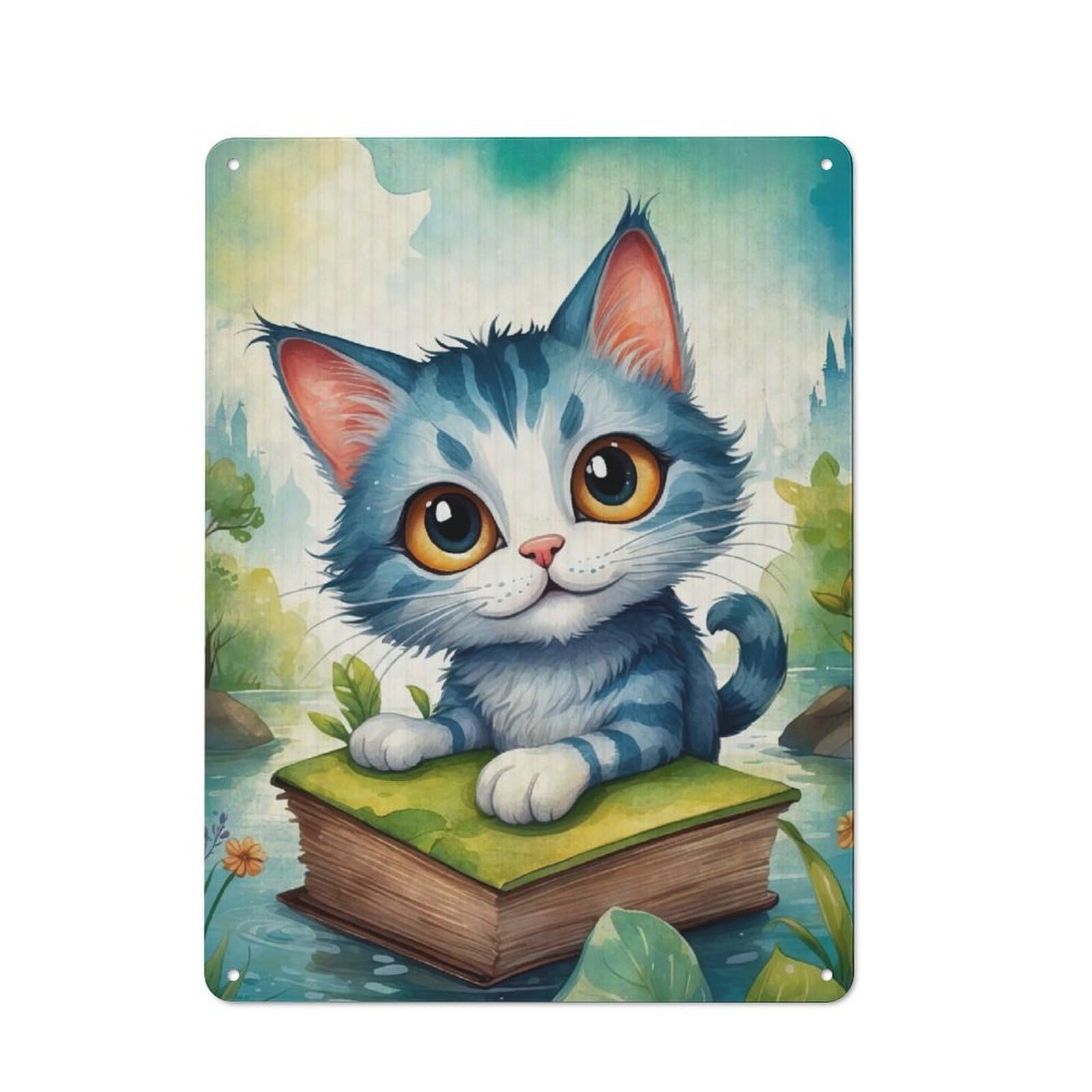 Junmoney Cute Cat Metal Sign 40X30cm With For Hallway Wall, Rustic Decor, Housewarming Present For People Styling Hallway