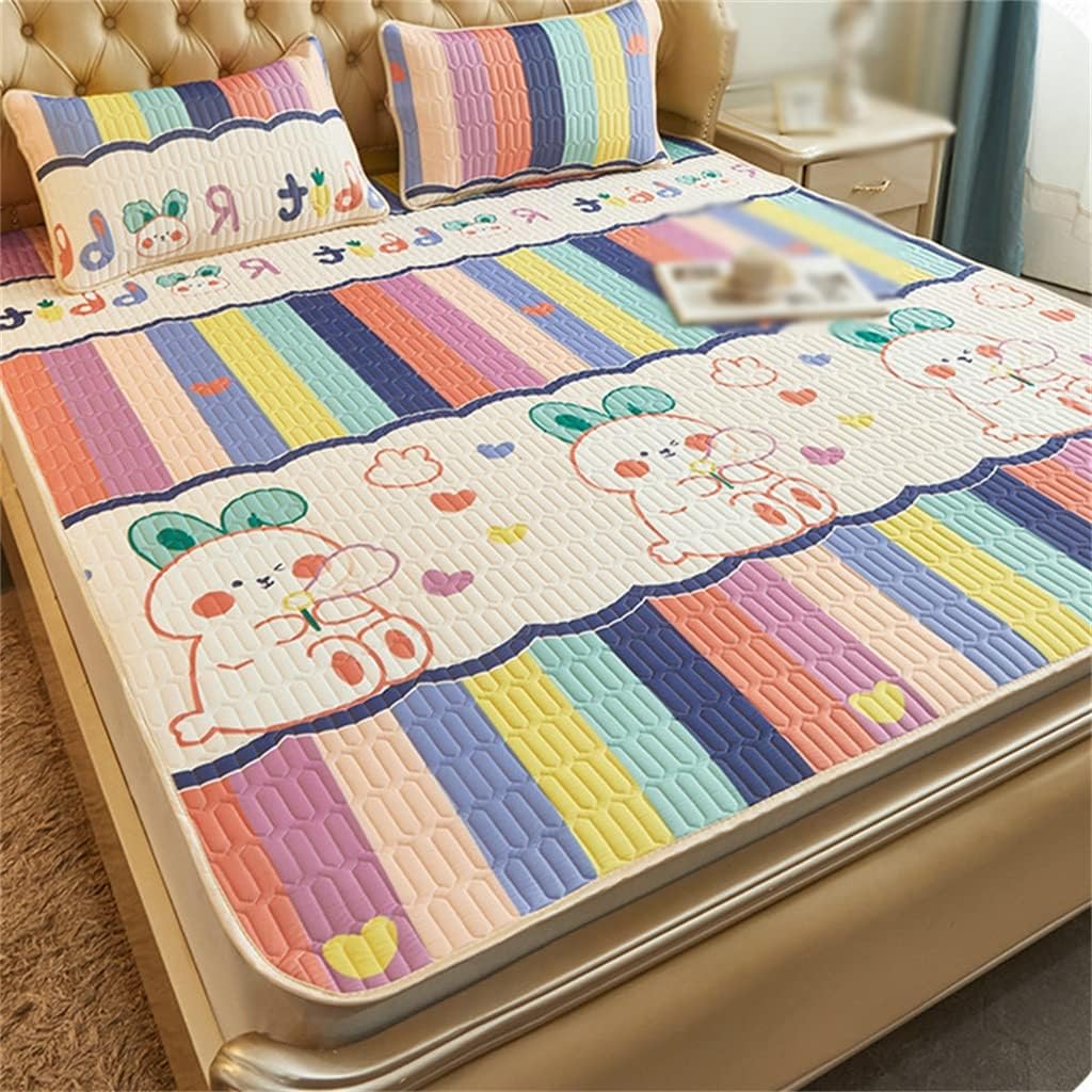 Latex Mat Three-Piece Ice Silk Mat Washable Air Conditioning Soft Mat Thai Latex Pad(200 * 220CM)