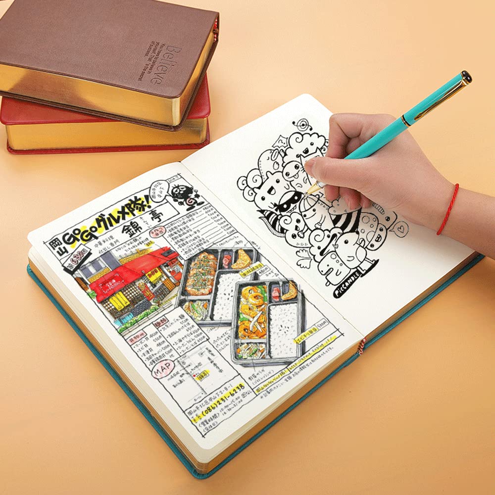 Amazon.co.jp: A6白紙300枚/ 600ページメモ帳ノートブックPU硬質表面