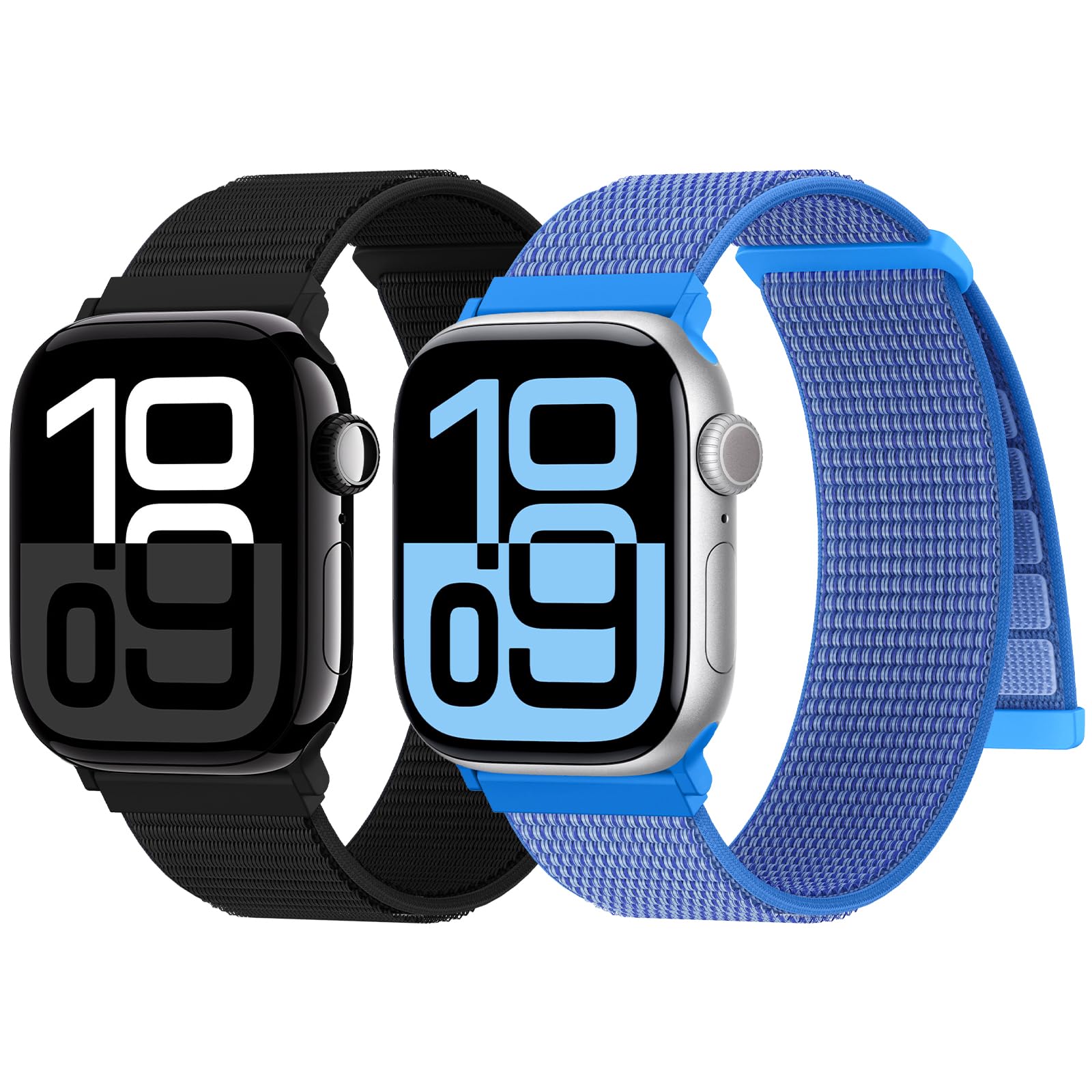 Yoohoo 2 Stück Nylon Armband Kompatibel mit Apple Watch Armband 46mm 45mm 44mm 42mm 49mm 41mm 40mm 38mm Damen Herren,Sport Loop Ersatzarmband für iWatch Band Series 11 10 9 SE Ultra 8 7 6 5 4 3 2 1