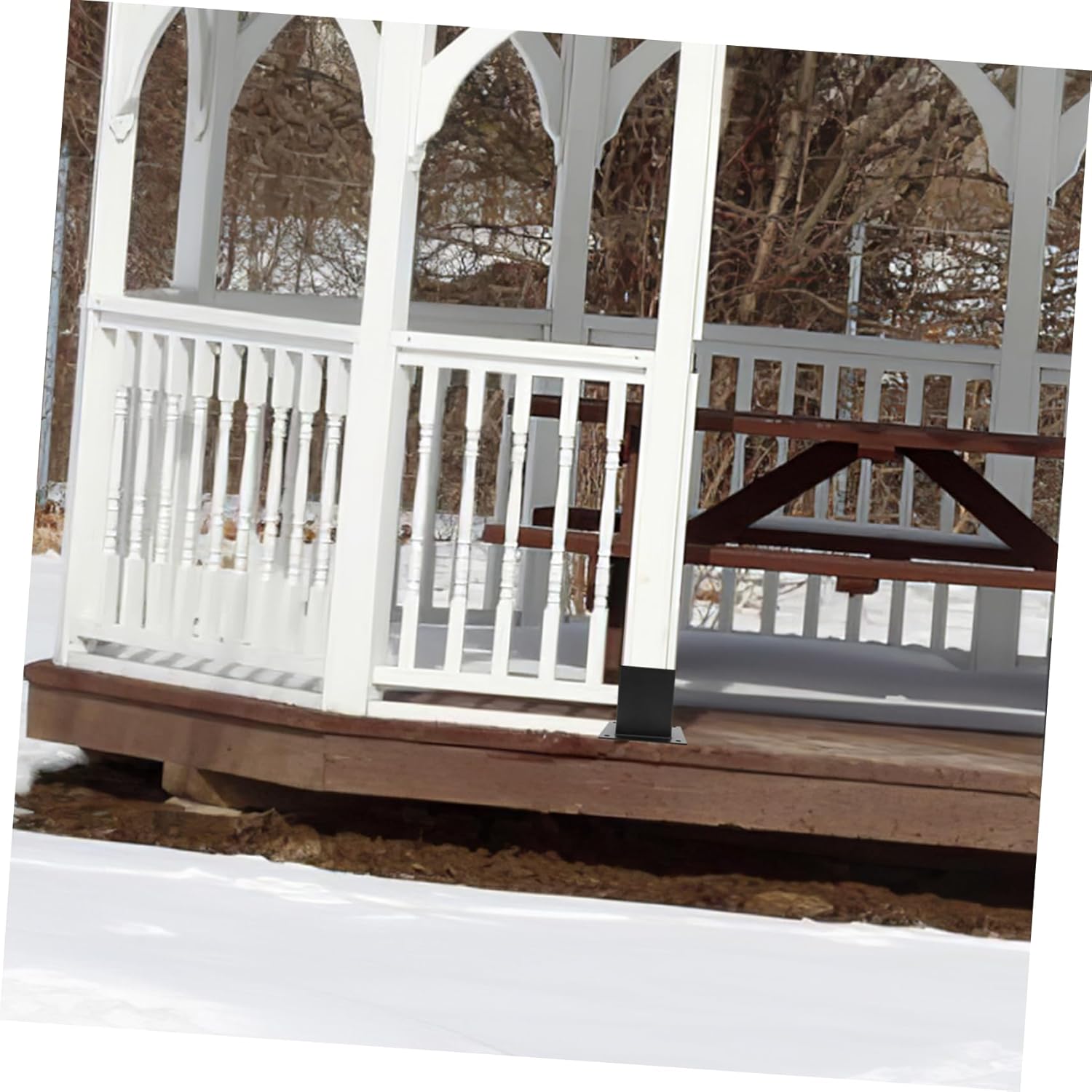 HANABASS 1set Heavy Duty Mailbox Post Base Protector Metal Railing Support Base for Mailbox Deck and Fence Construction Smooth Edges for Easy Installation