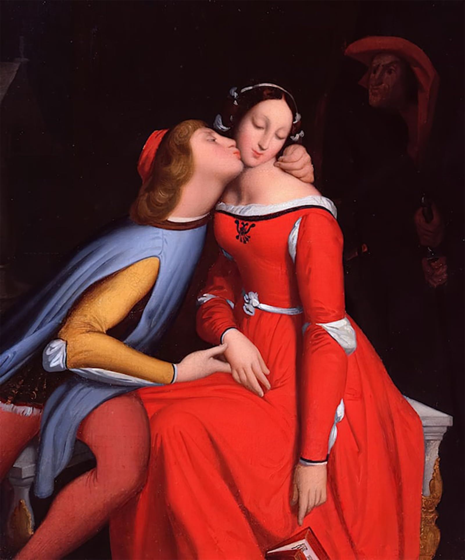 Posteriik No Frame Vintage Classic Picture Landscape Artwork Francesca Da Rimini And Paolo Malatesta By Jean Auguste Ingres Portrait Canvas Painting For Office Home Decor 60X90cm