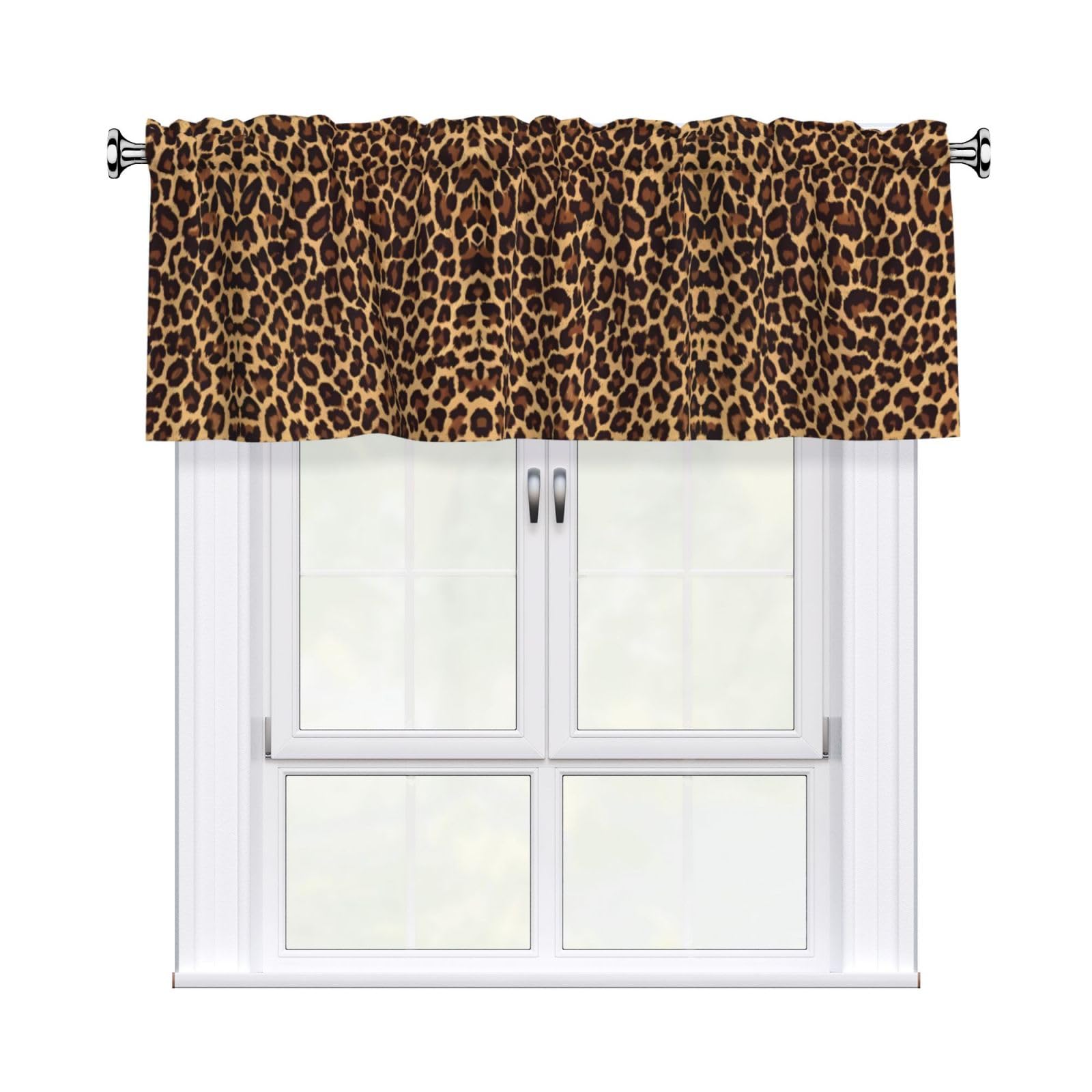 YYHHAOFA Cool Cheetah Leopard Prints Durable Kitchen Window Layer – 54x18 Inch 100% Polyester Valance with Precision Construction
