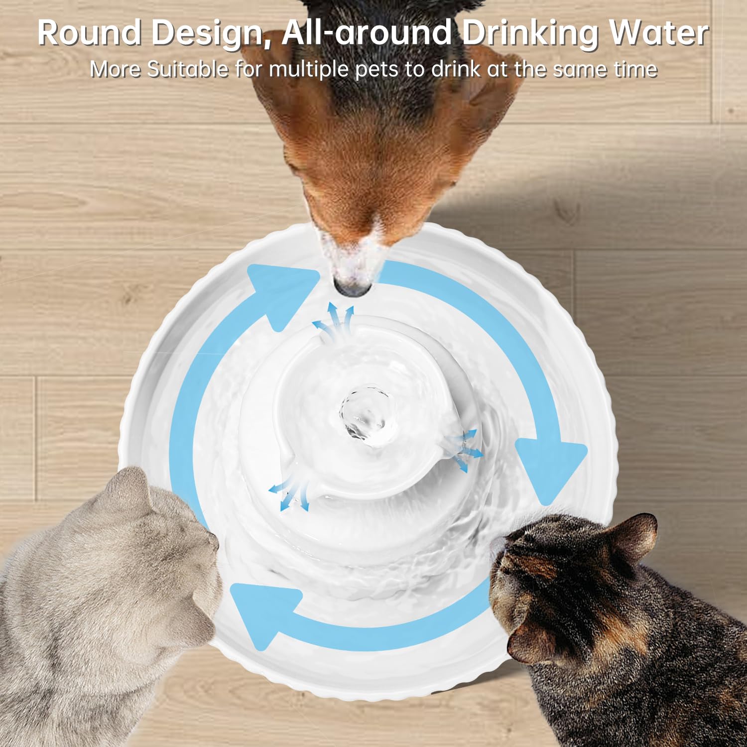 Ceramic Cat Water Fountain, 2.1L/70oz Ceramic Pet Water Fountain Automatic Cat Drinking Fountains Pet Water Bowl, Porcelain Cat Water Dispenser with Ultra-Quiet Pump for Cats and Dogs (White) - image 6