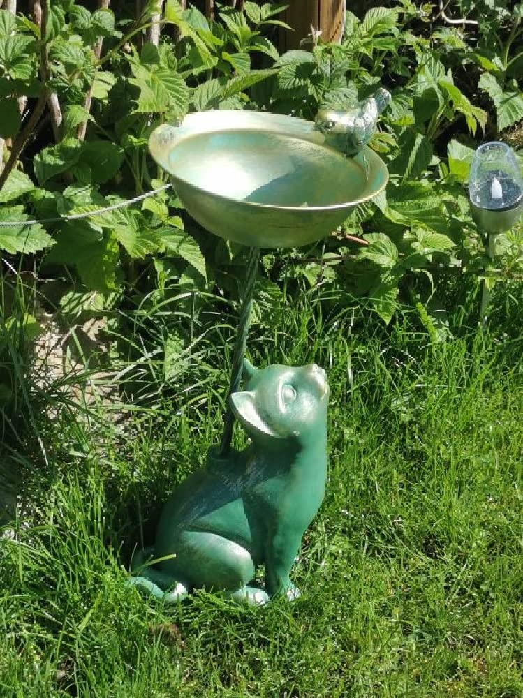 JOKA Luna24 Bebedero para pájaros antiguo para gatos y pájaros, bebedero de abejas, baño para pájaros, comedero/comedero para pájaros y ardillas, decoración de jardín, fiesta de invierno.