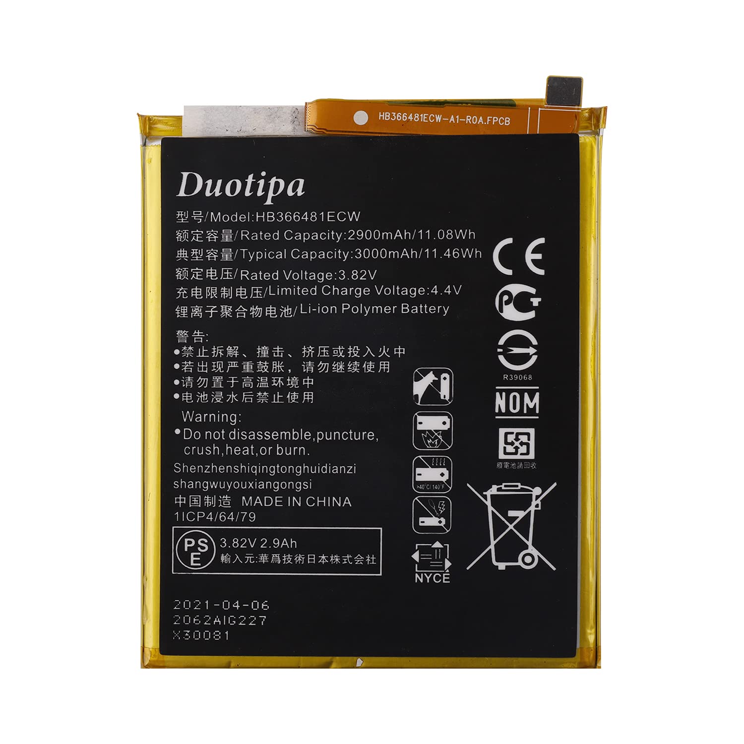 Batteria Di Ricambio HB366481ECW Per Huawei P9, P9 Lite, P20 Lite, Honor 8 (3000 MAh) Con Attrezzi - 6