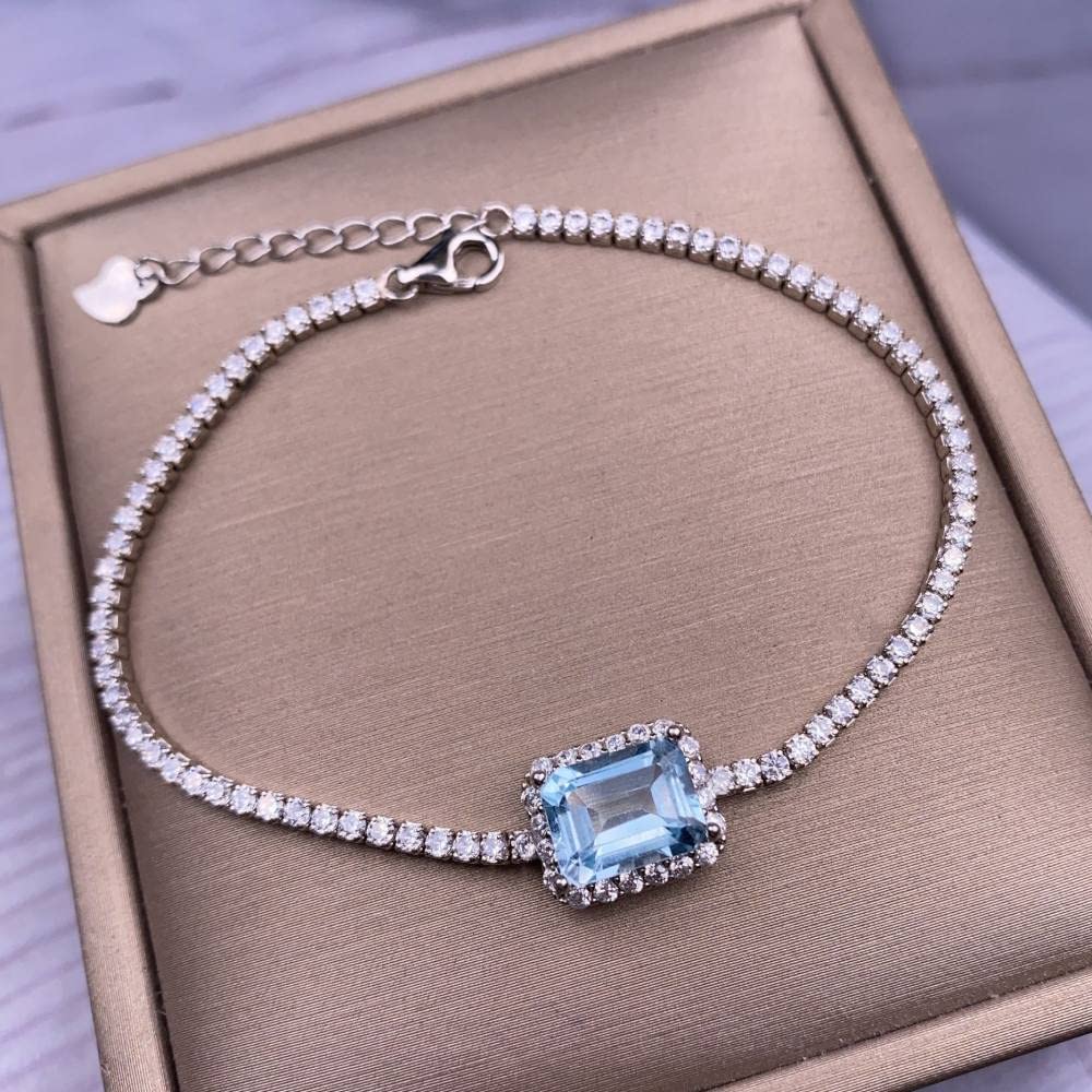Damen Charm-Armband,Tennisarmbänder Aus 925Er Sterlingsilber, Leuchtende Edelsteineinlagen, Facettierte Opal-Armbänder, Geburtsstein, Verstellbarer Armreif, Ewigkeitsschmuck Für Ihre Hochzeitsfra
