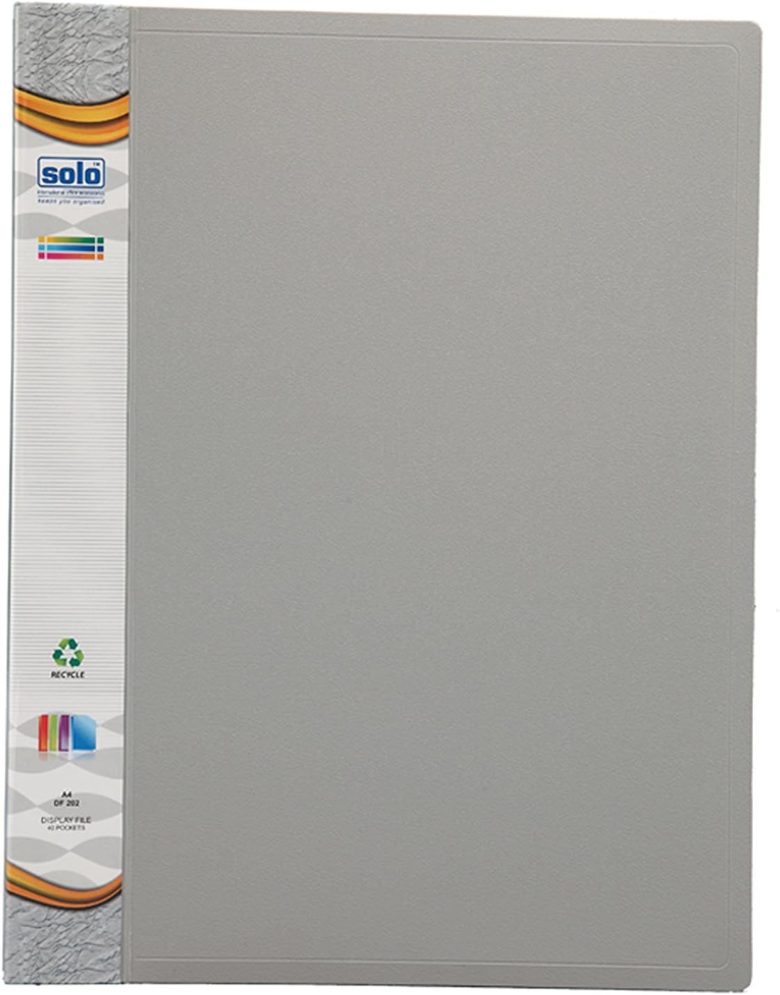 Solo A4 Presentation Display Book Polypropylene 40 Clear Pockets A4 Size Sheet Protector Document Folder, Gray