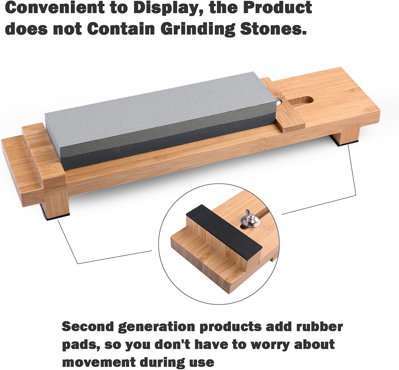 Sharpening Stone Whetstone Holder with Adjustable Slider Heavy Base, 5-1/2-Inch to 9-Inch,Easy Honing,Stainless steel hardware accessories,Bamboo Material