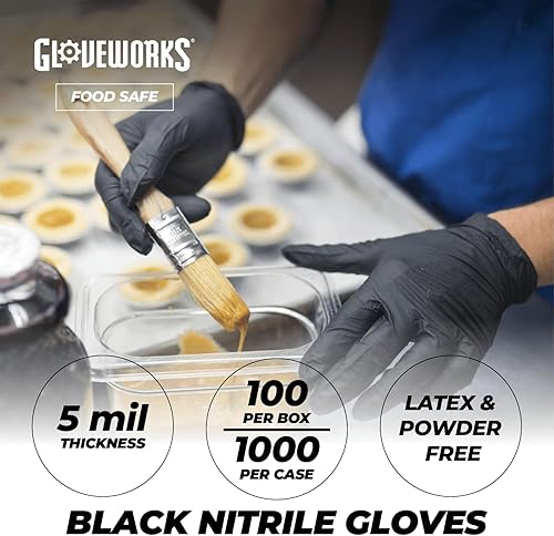 Miniatura 2 de Guantes de nitrilo Gloveplus Ammex GPNB caja con100 desechables sin polvo de grado industrial 5 milésimas de pulgada negros L Negro 100