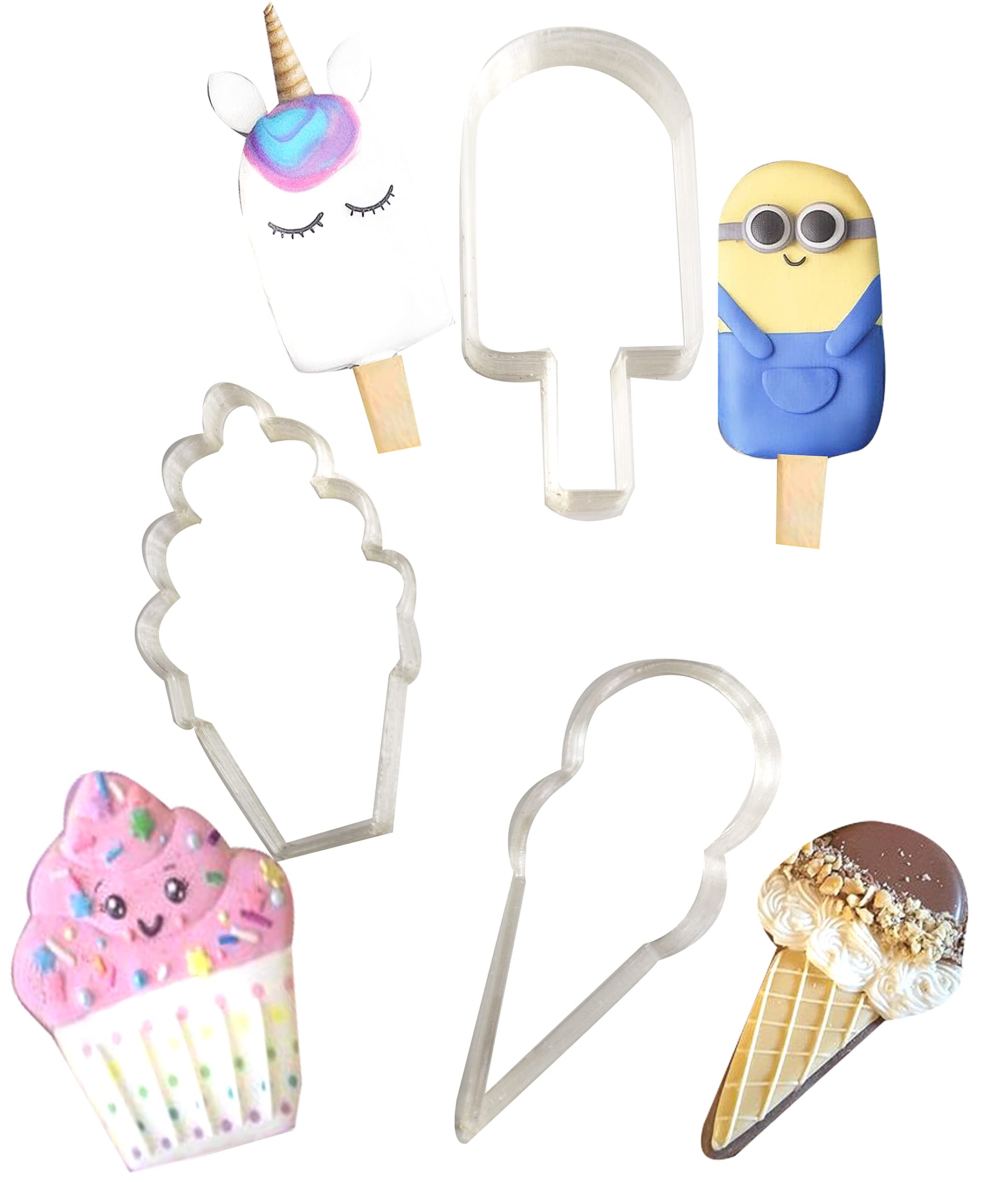 OHM 3 Pcs Icecream Cone Cakesicles Candy Swirl Cupcake Cookie Fondant Cutter For,Soft Serve Ice Cream,Cupcake,Love Cake And Candy Cake Decorating Sugarcraft Baking Tool