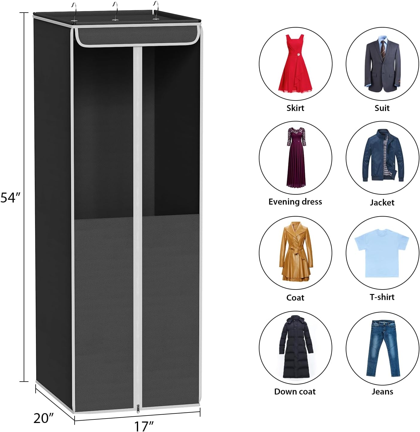 Univivi Garment Bags for Hanging Clothes, 2 Pack Large Clothes Storage Bags Closet Organizer with Clear Window, Premium Hanging Garment Storage Bag for Suits, Coats, Dresses, 54" (Dark Grey) - Image 4