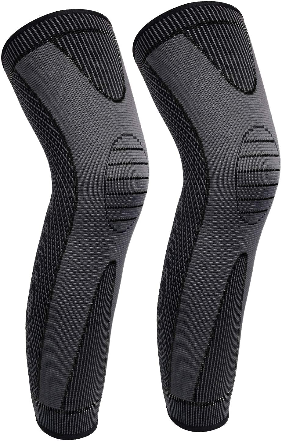 Full Leg Compression Sleeve Men's Stretch Long Leg Sleeve Compression Knee Pads Running Basketball Football Riding 1 Pair (Medium, Black)