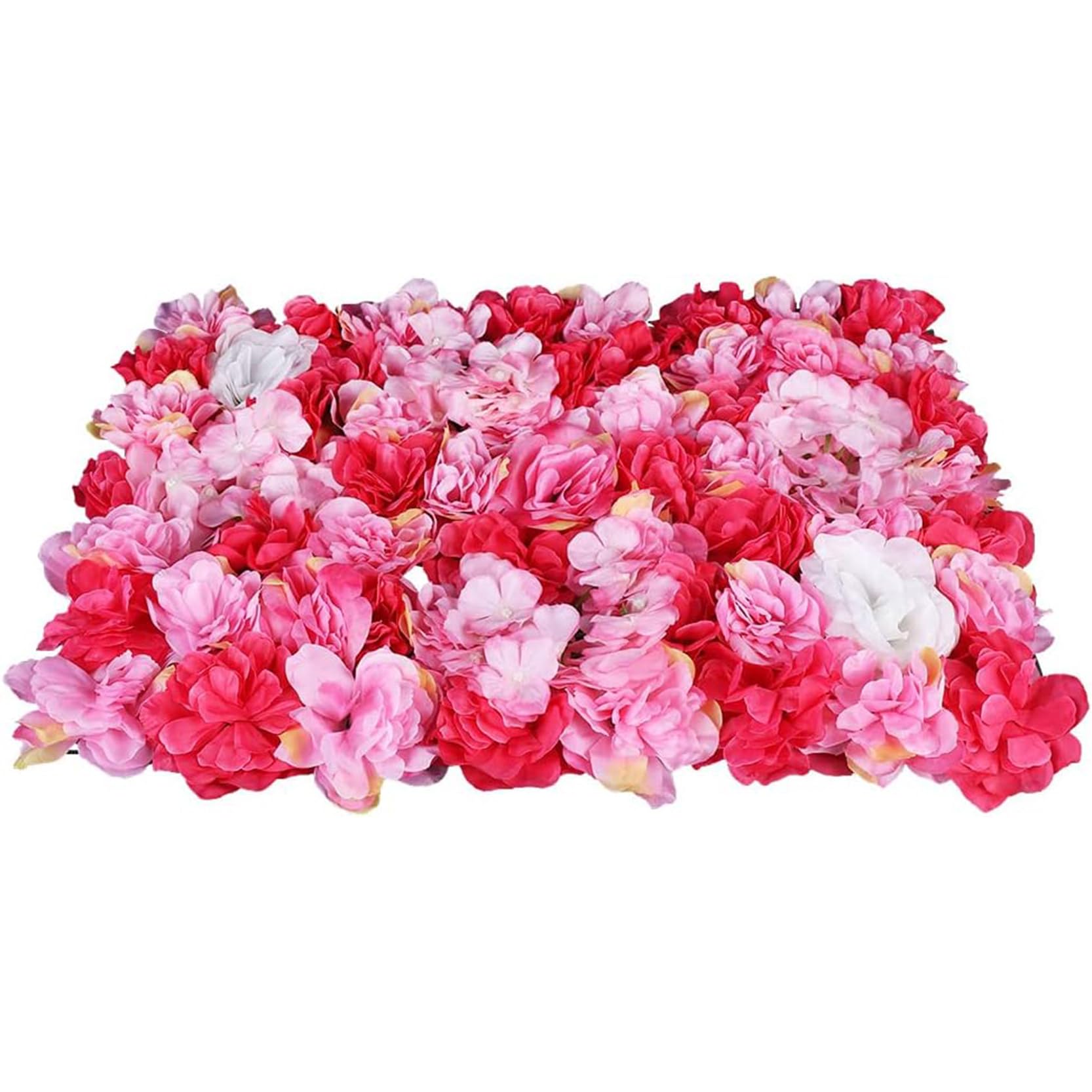 GOUZIBHD 23.6 x 15.7 Inch Artificial Flower Wall Panel for Living Rooms Homes Party Backdrops,Decorative Faux Floral Panel 3D Flower Wall Backdrop Silk Rose Wall(Color:Rose Pink)