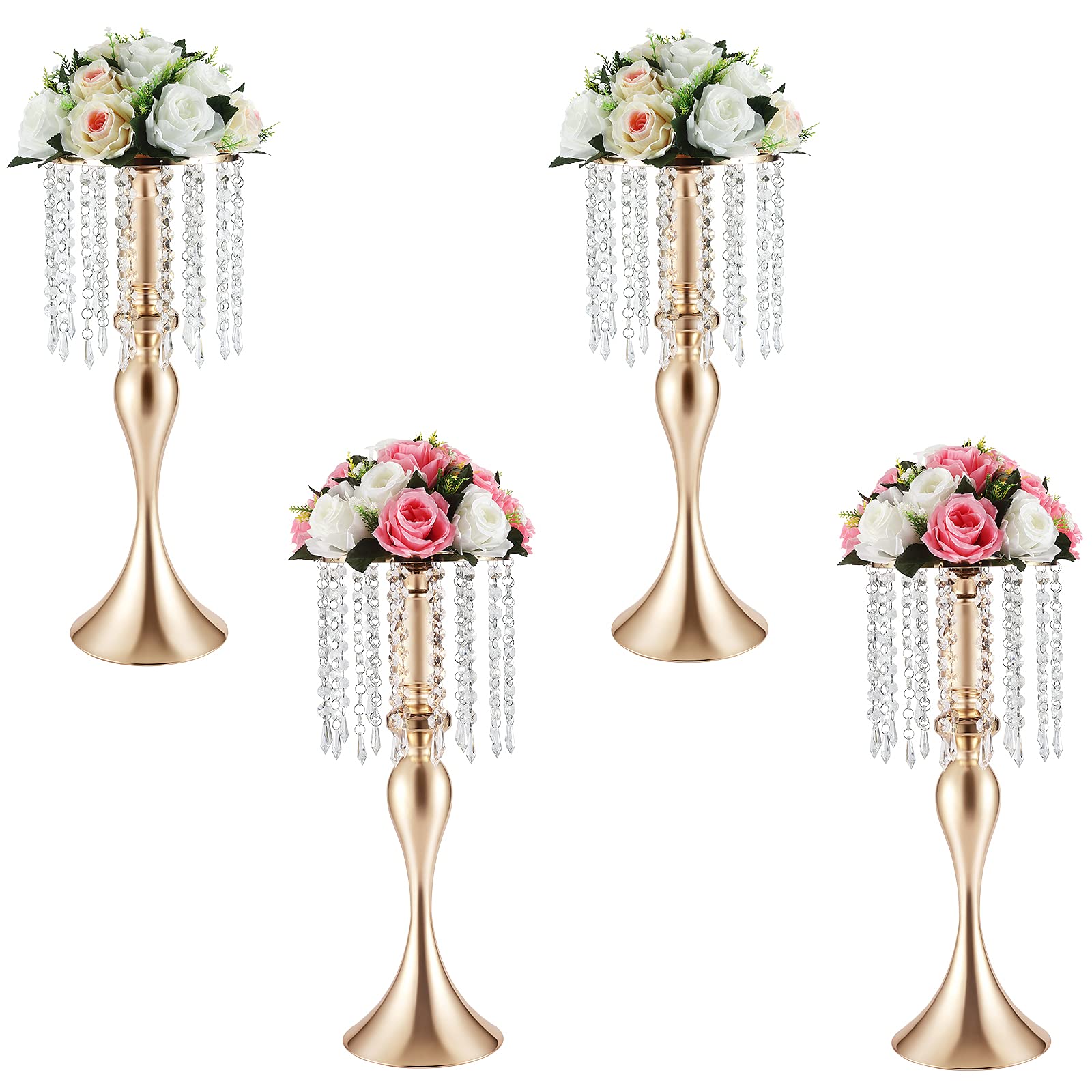 21.3 inches Vases Wedding Centerpieces for Tables, Gold Tall Metal Flower Stand Decorative Flower Rack for Home Event Partyl Wedding Party Reception Room Decor(4 Pack)