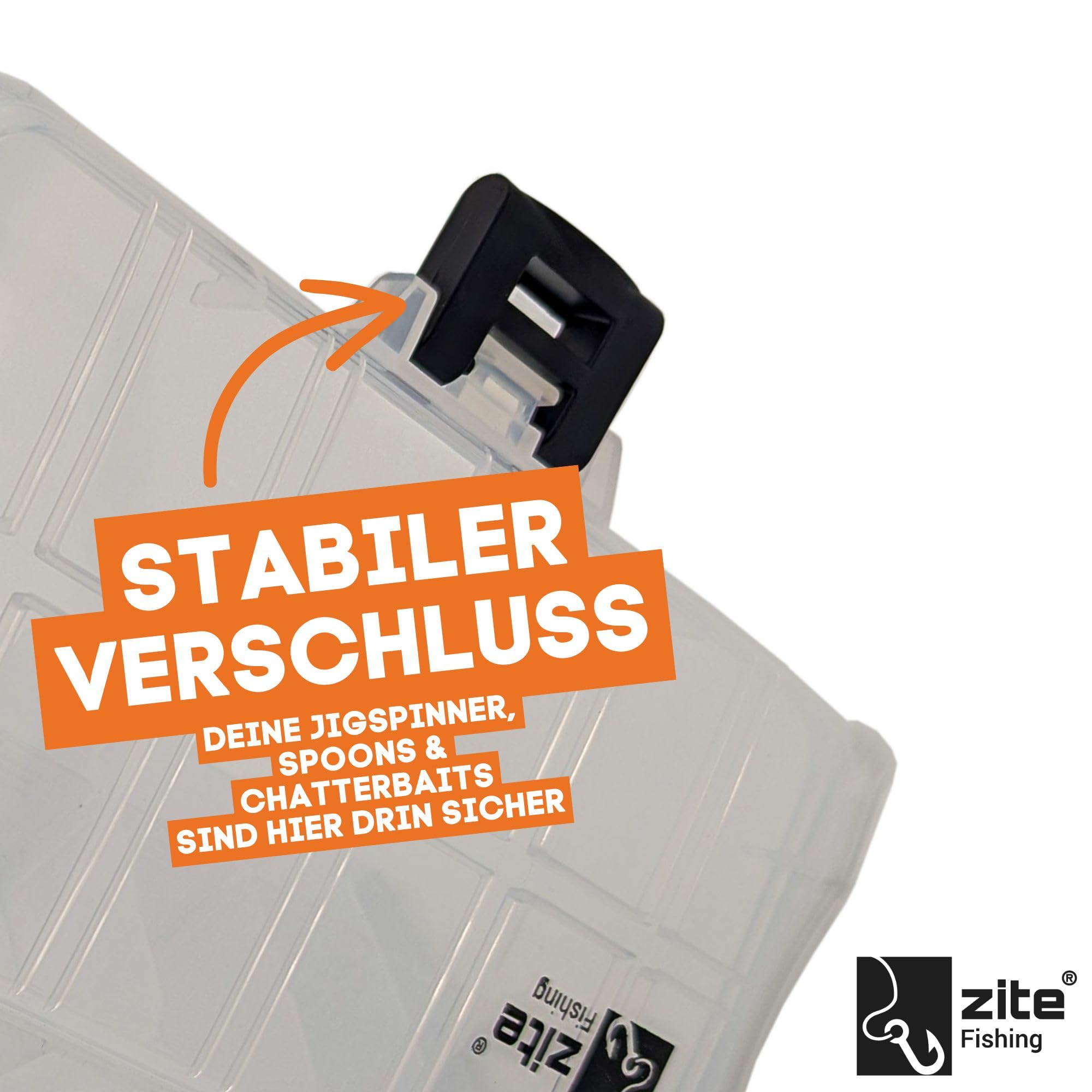 Zite Fishing doppelseitiges Köderbox Angeln Set 3 STK | Je 18 Fächer für Metallköder, Spoons &mehr | Mit stabilem Verschluss & transparentem Deckel | 23x13x6,1cm, Angelbox, Tackle Box angeln Angel Box