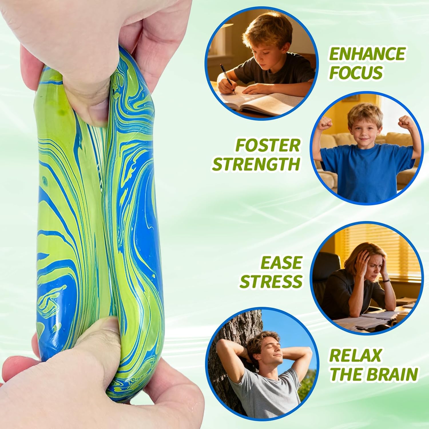 Squishy Fidget Toys Stress Cube, 1.97"*1.97" Stress Balls for Kids Adults Stress Relief, Ice Squishy Cube Sugar Balls, Sensory Toys for Kids with Autism an danxiety Disorder(Green) - Image 5