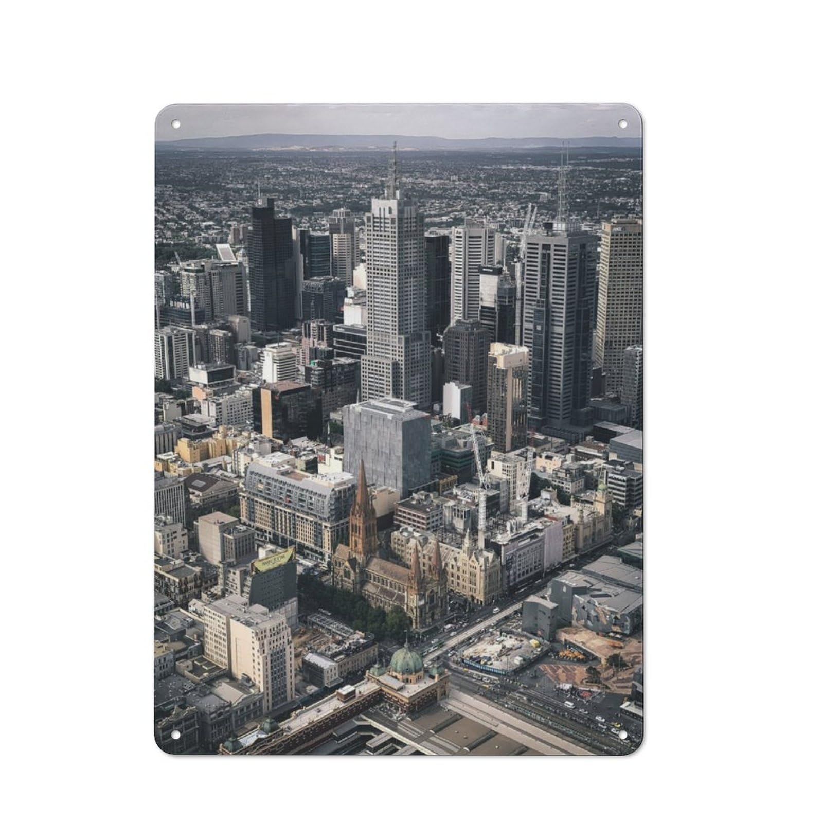 Bistro Style Melbourne Tin Wall Sign 40x30cm, Shop Wall Decor for Takeaway, Bar, Kitchen Or Counter Area