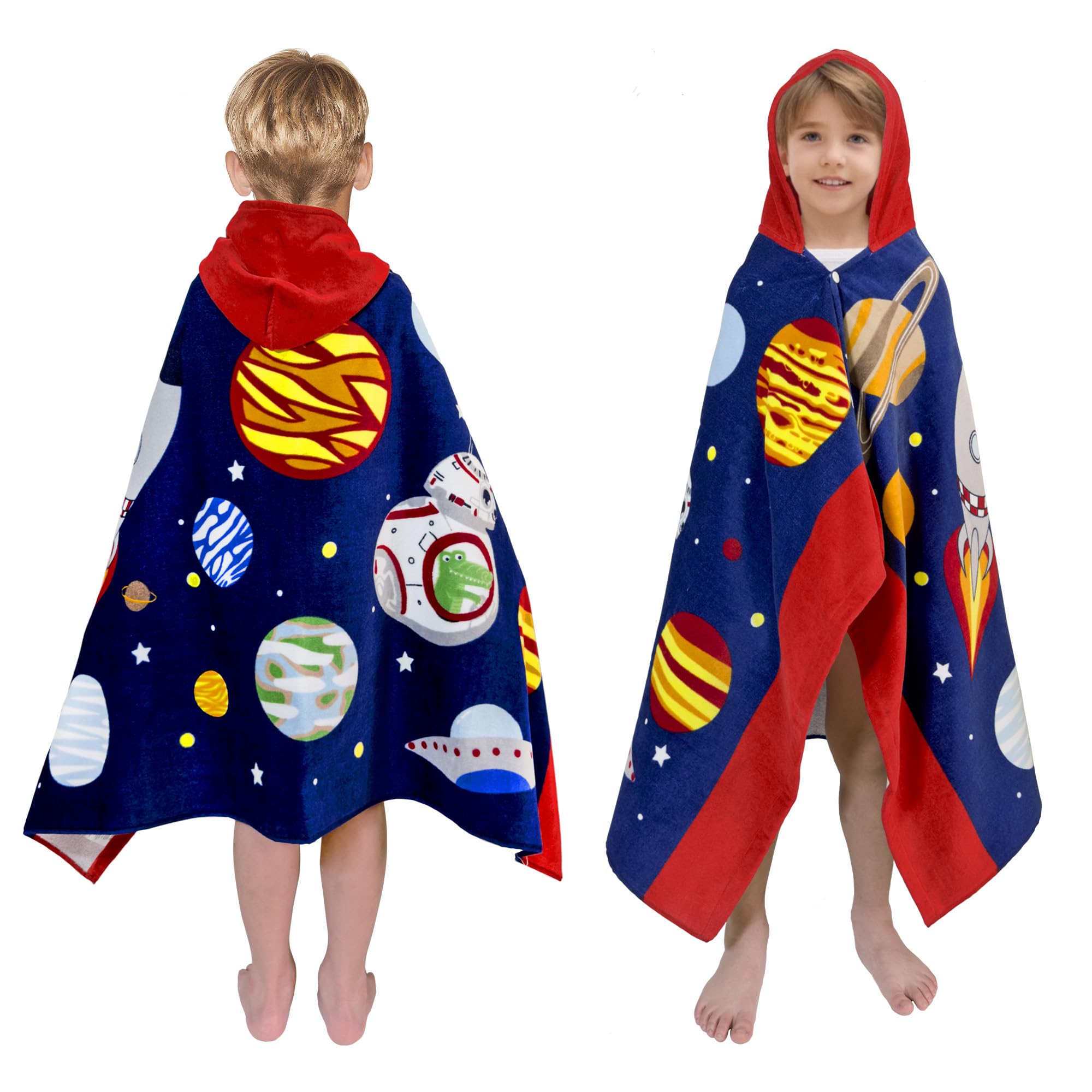 growell Toalla de baño con capucha para niños, suave y gruesa, 100 % algodón, toalla de playa con capucha para niños de 3 a 10 años, toalla de baño y natación para niños y niñas, 30 x 50 pulgadas