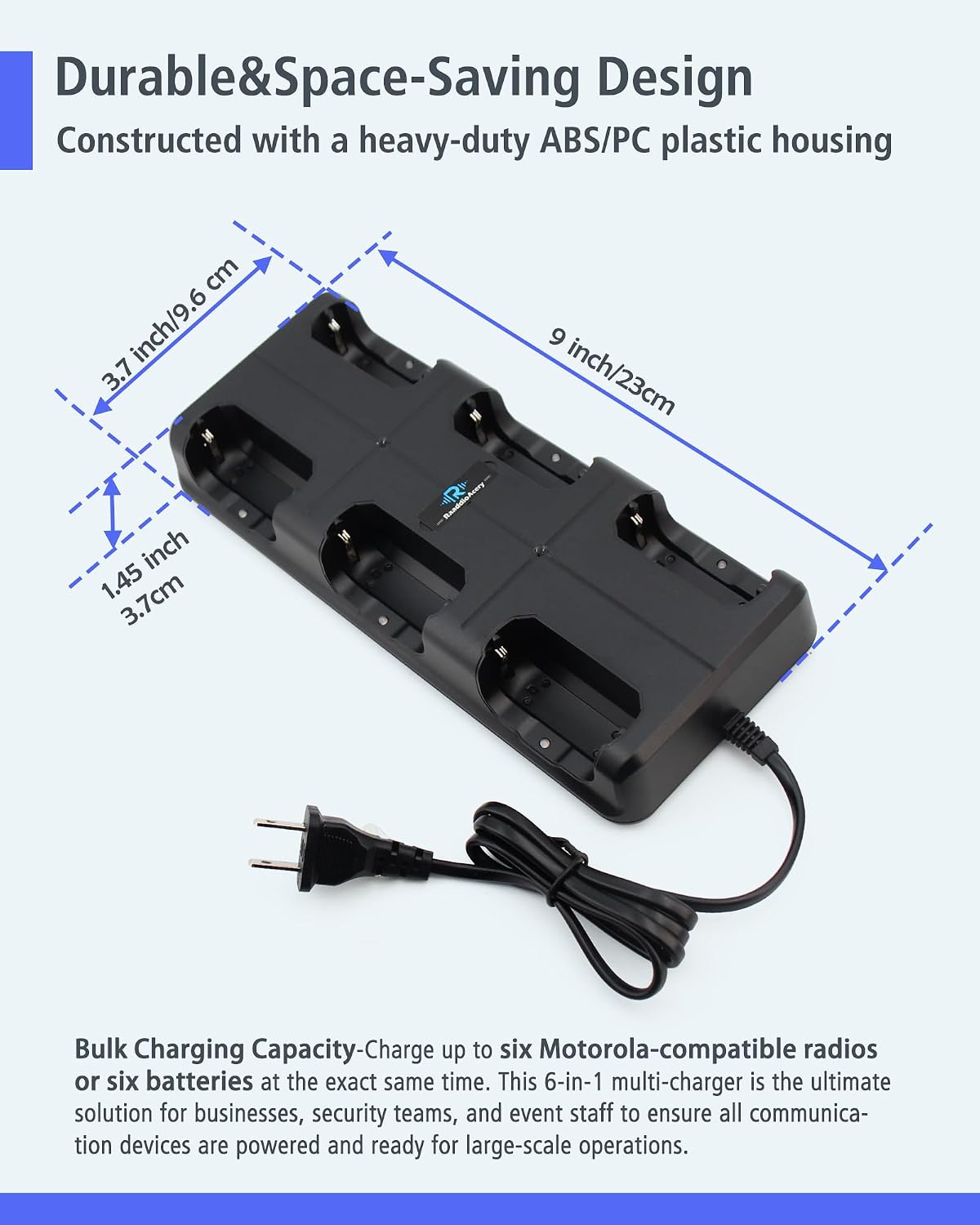 6-Way Multi-Unit Charger for Retevis RT22 RT22S WLN KD-C1 Zastone X6 NKTECH NK-U1 Zeadio ZS-B1 Luiton LT-316 Radtel RT-10 Walkie Talkie and Battery